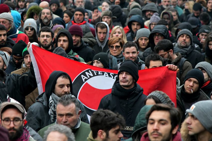 Anti-fascist protesters rally in flashpoint Italian town