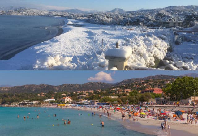 In Pictures: Corsica's beaches covered in blanket of snow