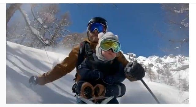 WATCH: Swiss freerider takes 17-month-old son for off-piste spin