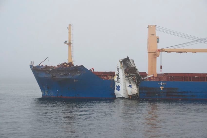 Fire after collision between ships in Danish strait
