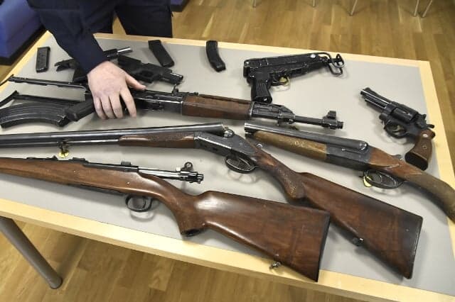 Stockholm sniffer dog uncovers gun 'suited for war' in drug and weapons haul