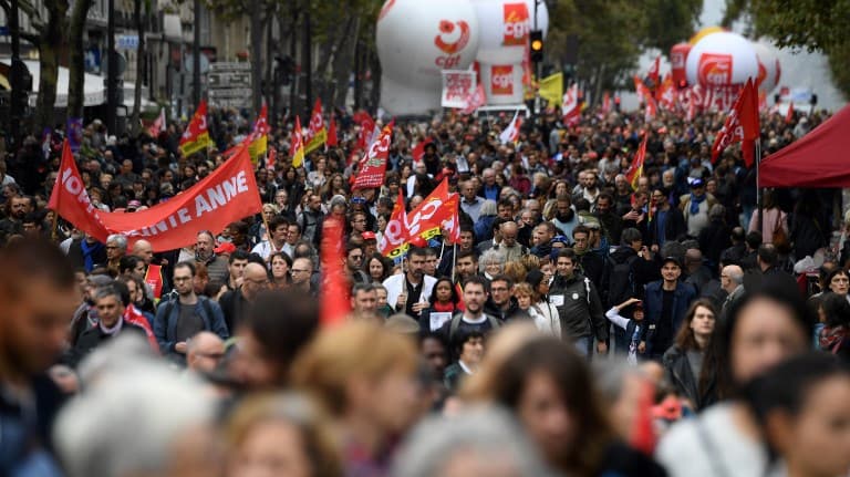 French public sector workers join rail strikers for day of protest
