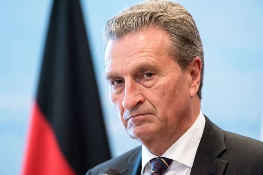 European commissioner Oettinger says Britain's May is 'weak'