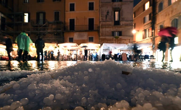 Hailstorm in Rome as wave of extreme weather hits central and southern Italy