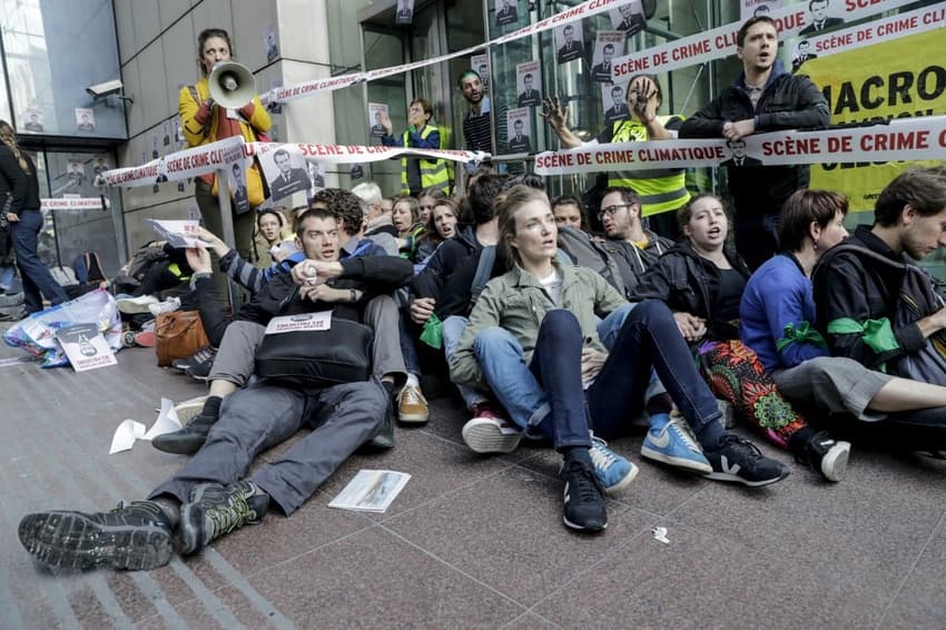 French climate activists in sit-in protest denounce 'republic of polluters'