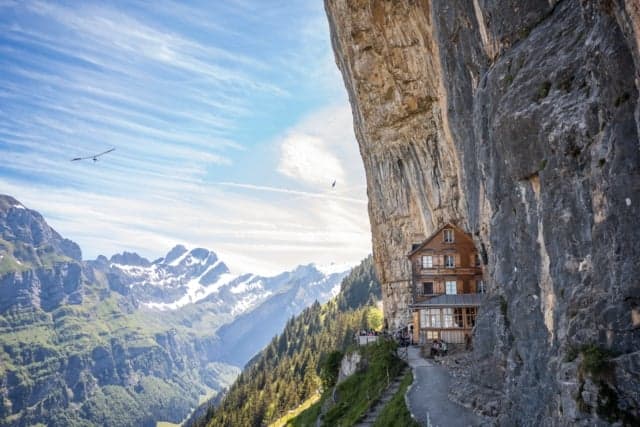 Switzerland’s iconic cliffhanging restaurant reopens