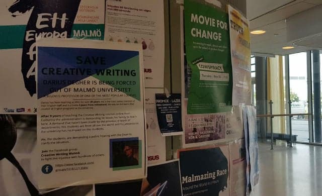 Malmö creative writing students rally to save popular American lecturer