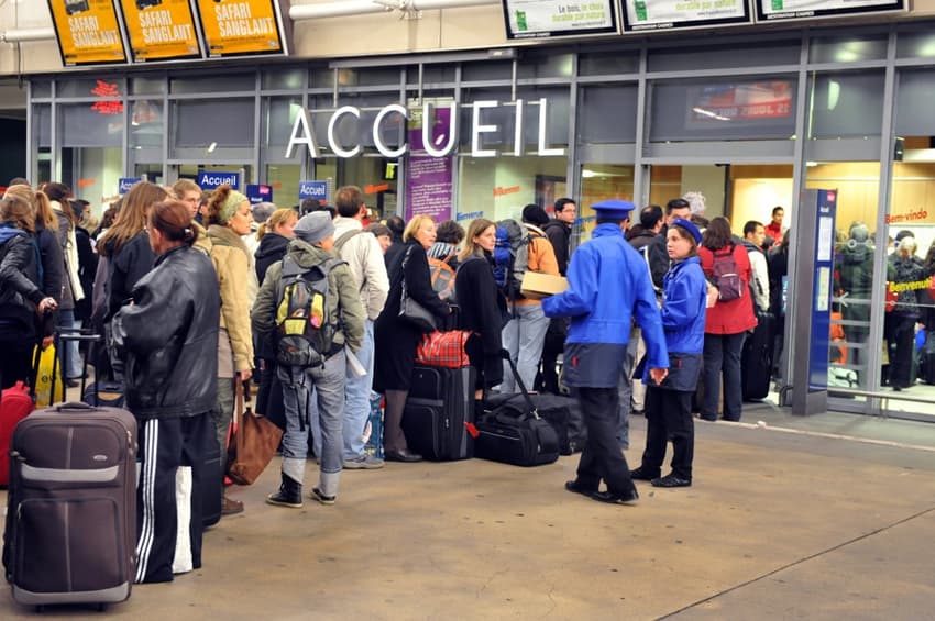 Why are queues being timed at French train stations this week?