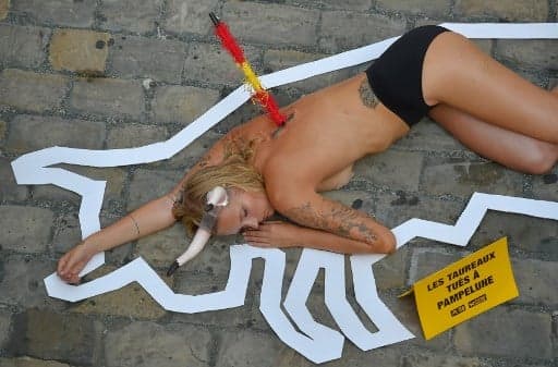 WATCH: Topless animal rights activists stage protest ahead of Pamplona’s running of the bulls fiesta