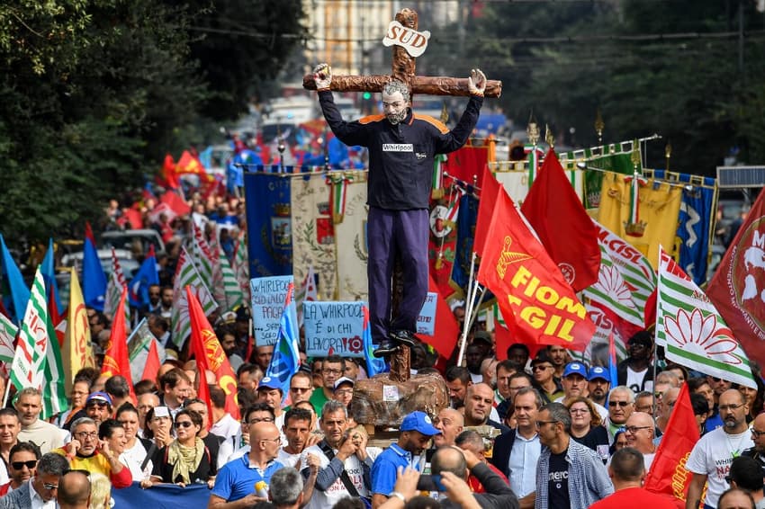 'We've not been paid for five months': Whirlpool protest shines light on southern Italy's woes