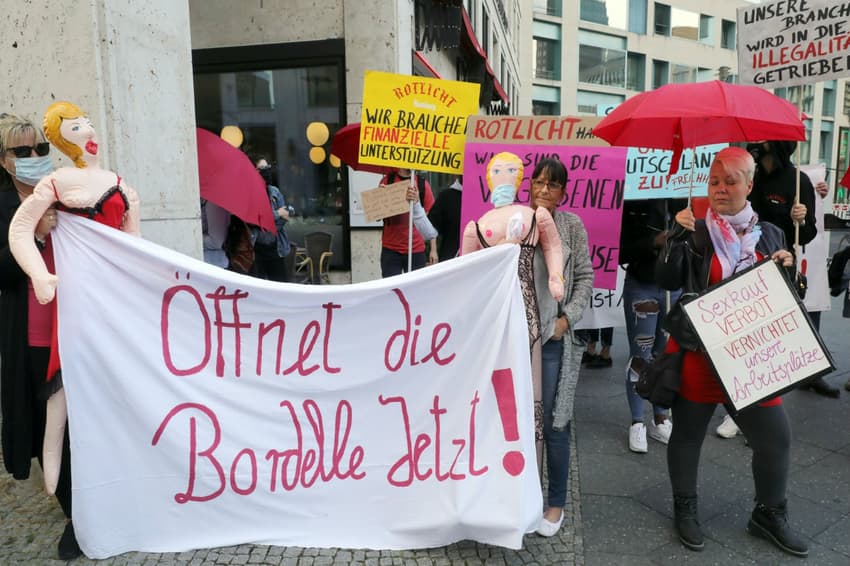 Sex workers protest in Berlin as coronavirus keeps brothels shut