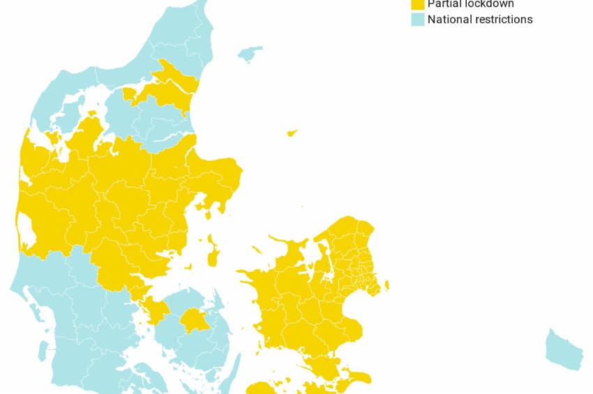 MAP: These are the areas of Denmark now under partial lockdown