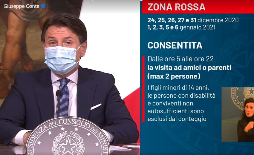 Italy confirms 'red zone' lockdown over Christmas and New Year