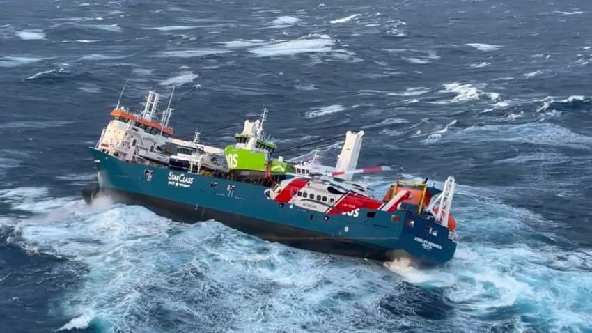 Norwegian authorities tow stray cargo ship to safety