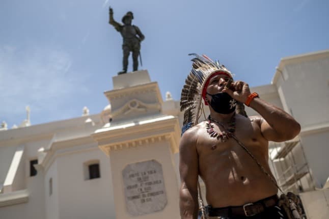 Statue of conquistador toppled in Puerto Rico before Spanish king's visit