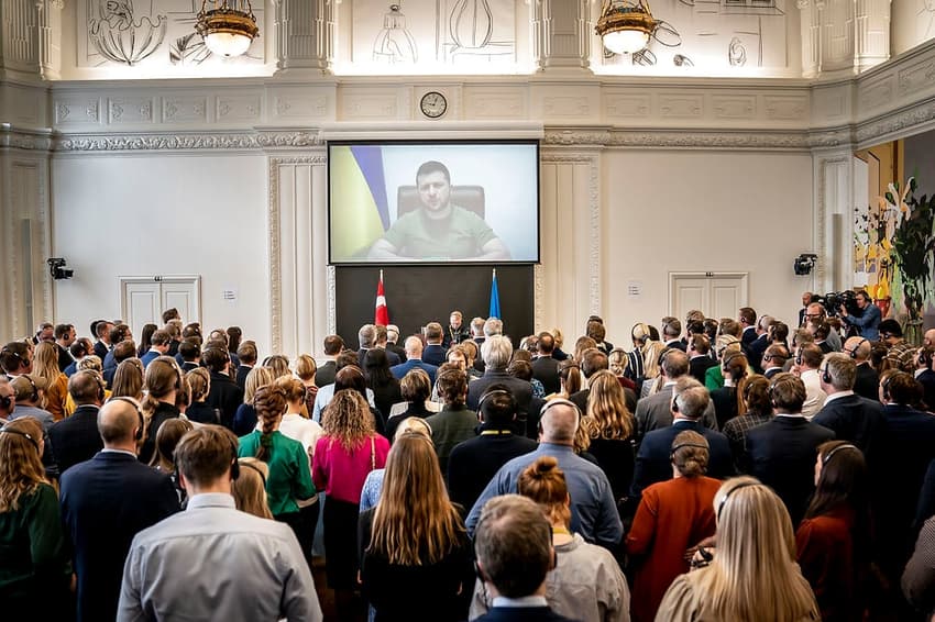 'Light a candle for Ukrainians': Zelensky makes speech to Danish parliament