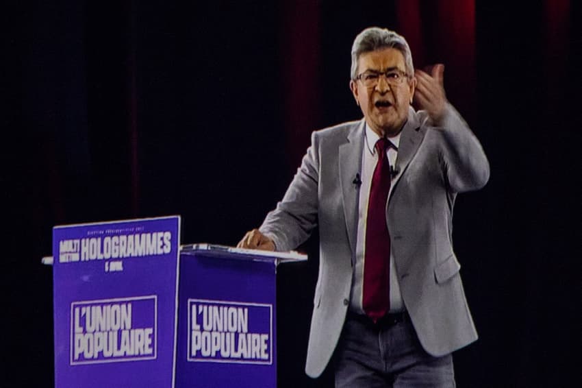 France's main left-wing presidential candidate reappears as a hologram