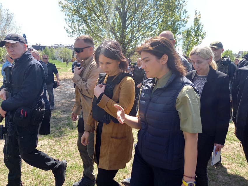 German Foreign Minister visits Bucha on surprise Ukraine visit
