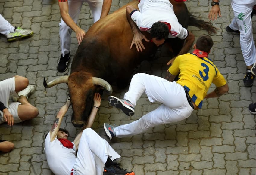 Three gored at Pamplona's fifth bull run