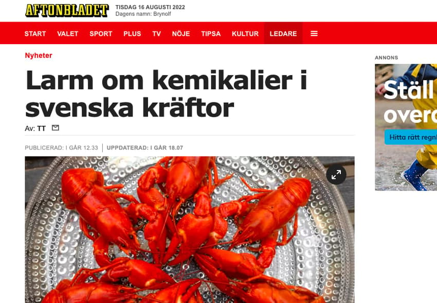 'Chemical crayfish': Why does the Swedish media love killjoy festive news?