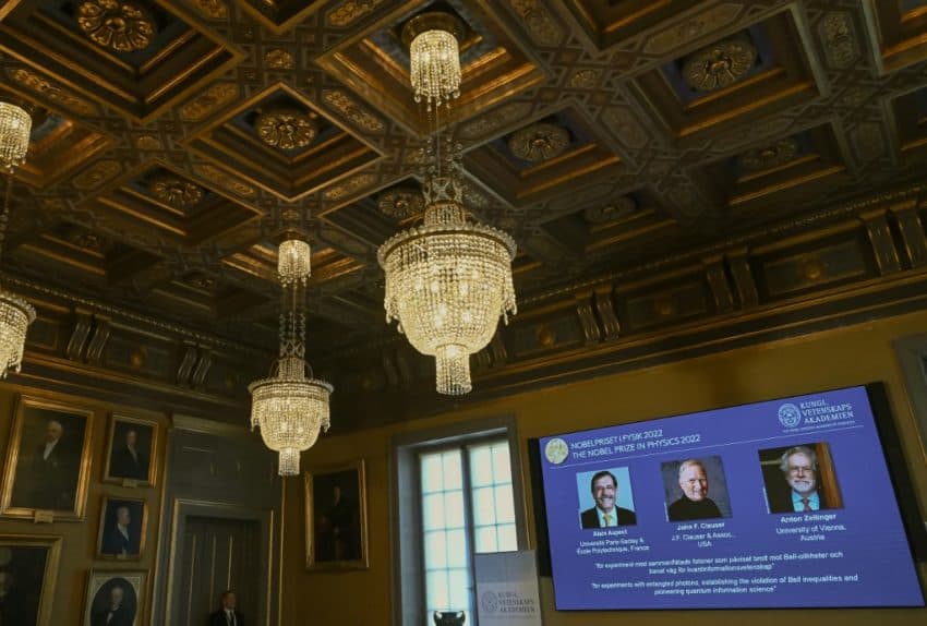 Three physicists win Sweden's Nobel prize for 'experiments with entangled photons'