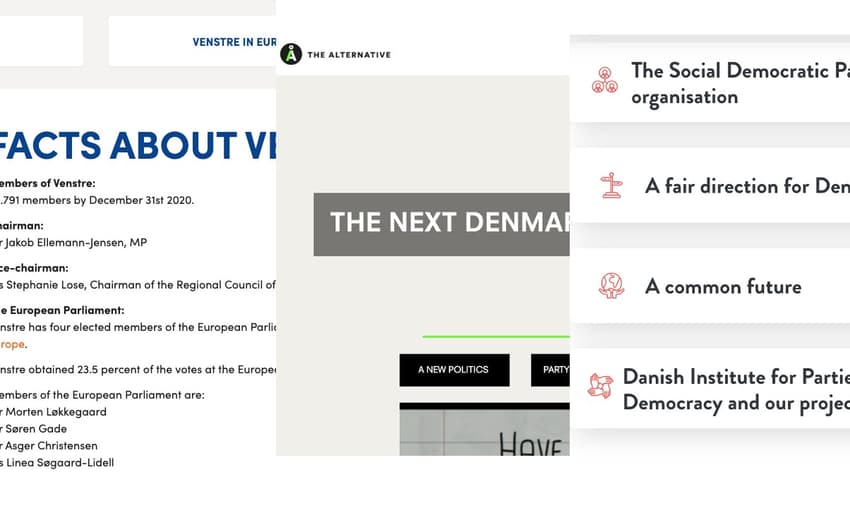Which political party in Denmark has the best English website?