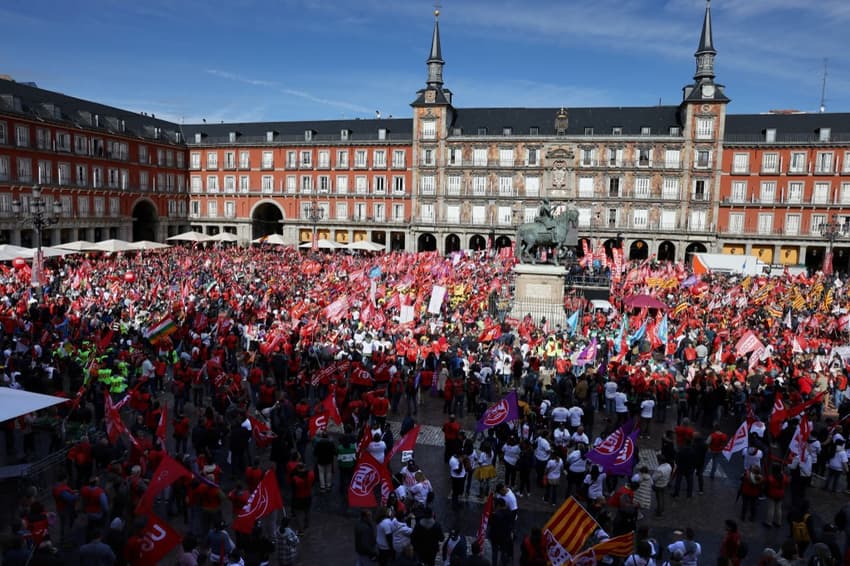 Thousands rally in Spain's capital for pay hikes as living costs soar