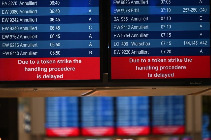 Most flights axed at airports in Germany's largest state as workers go on strike