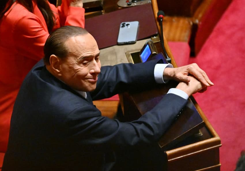 Italy's Berlusconi addresses Forza Italia members from hospital