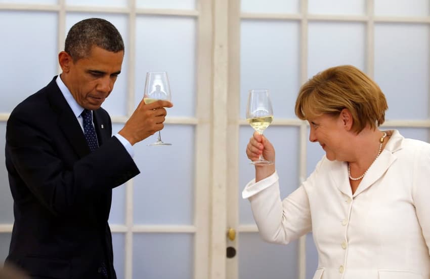 Former US President Obama dines with Scholz and Merkel in Berlin