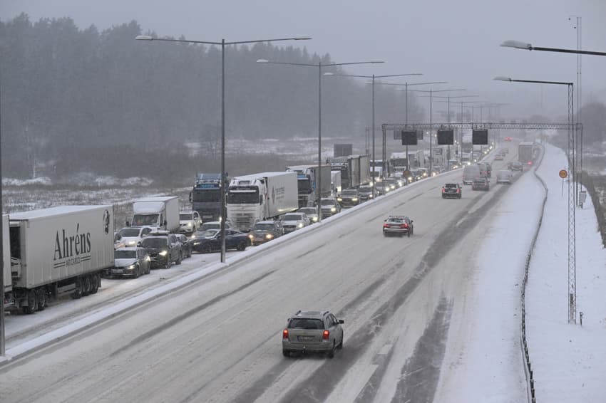 Traffic chaos and cancelled flights as blizzard hits east coast of Sweden