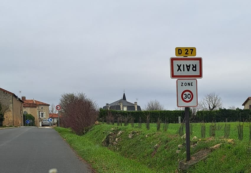 Why are the road signs upside down in rural France?