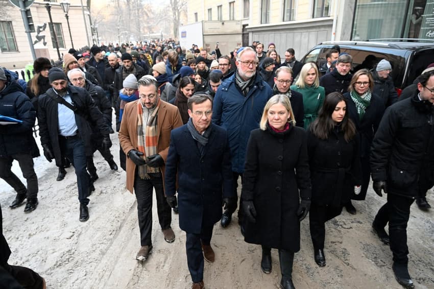 Swedish politicians walk in 'kippa march' against anti-Semitism