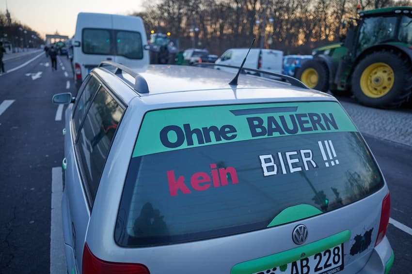 Where are farmers blocking traffic around Germany on Monday?