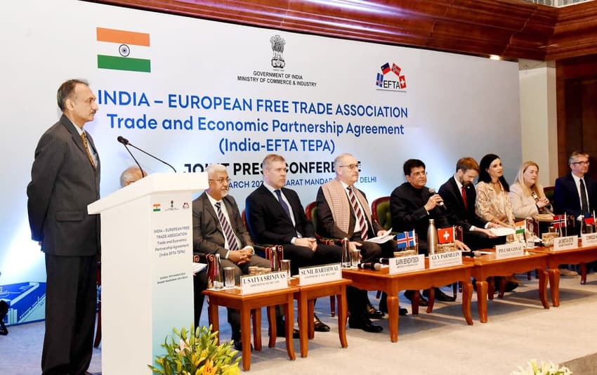 India, European EFTA bloc sign $100 billion free trade deal
