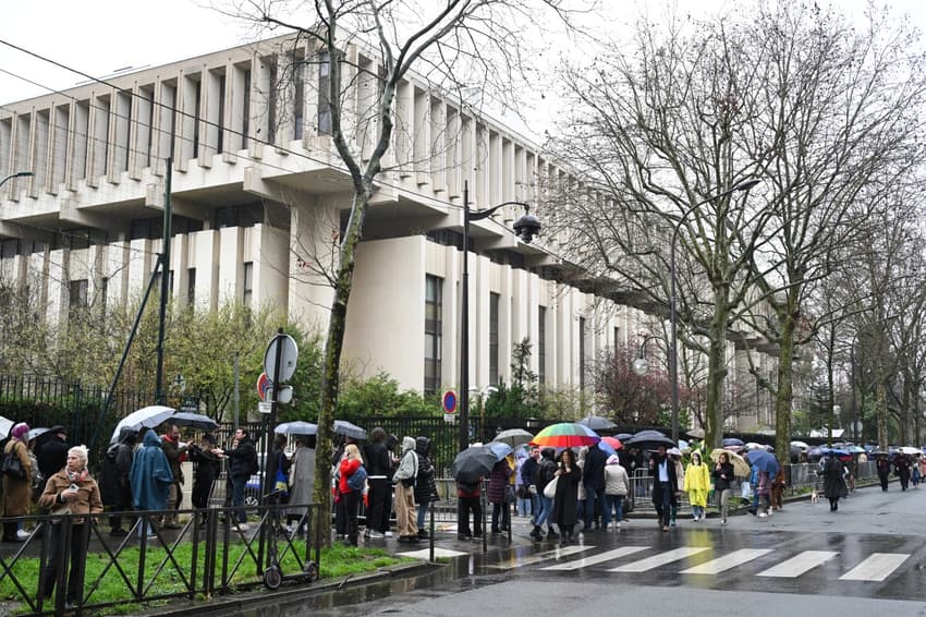 At Russian embassy in Paris, thousands turn out for vote