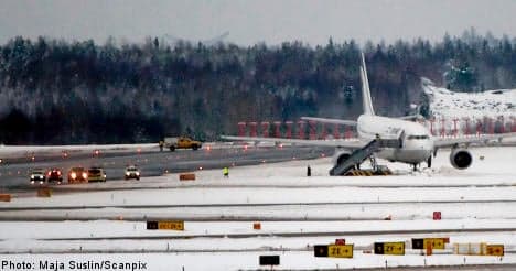 Airbus slides off runway at Stockholm airport
