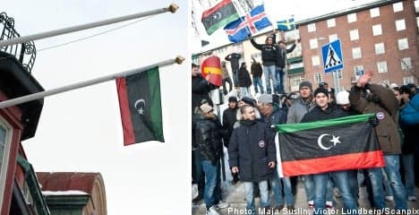 Libyan independence flag raised in Stockholm