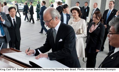 Swedish king pledges support for Korean peace