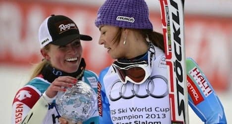 Gut manages podium finish minus ski pole