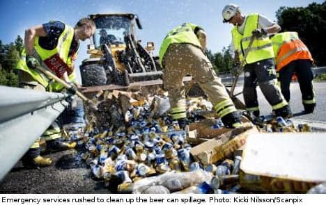 Spillage leaves Swedish motorway soaked in beer