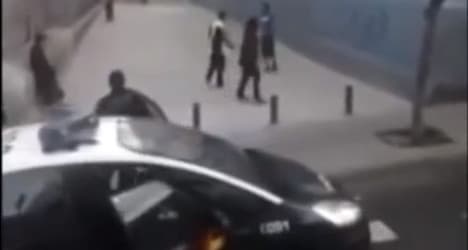 VIDEO: Spanish cop's handbrake fail