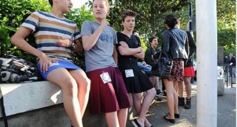 Schoolboys defy critics and wear skirts to class