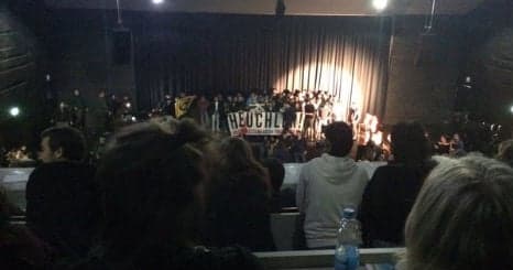 Identitarians storm stage in Vienna during refugee play