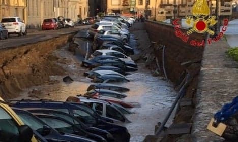 200-metre sinkhole swallows cars in central Florence