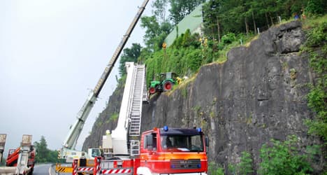 Terror as tractor tumbles towards Swiss motorway