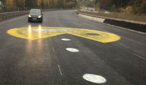 Giant yellow Pac-Man appears on Austrian motorway