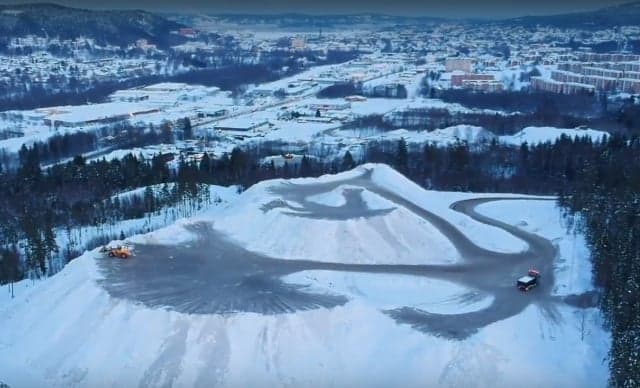 DRONE VIDEO: Snow-dump mountain looms over Swedish town