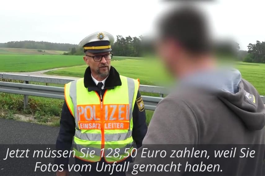 'Shame on you': German police officer praised for confronting prying drivers