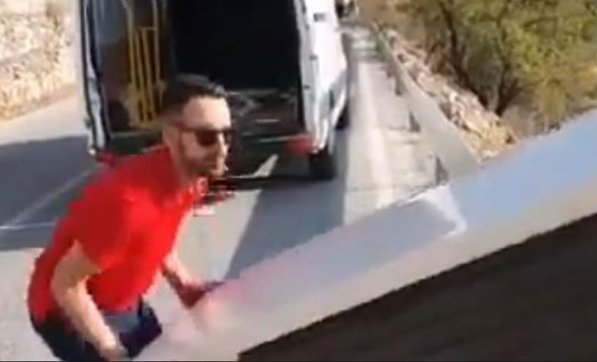 VIDEO: Man who 'recycled' fridge by throwing it off a cliff in southern Spain made to drag it back up